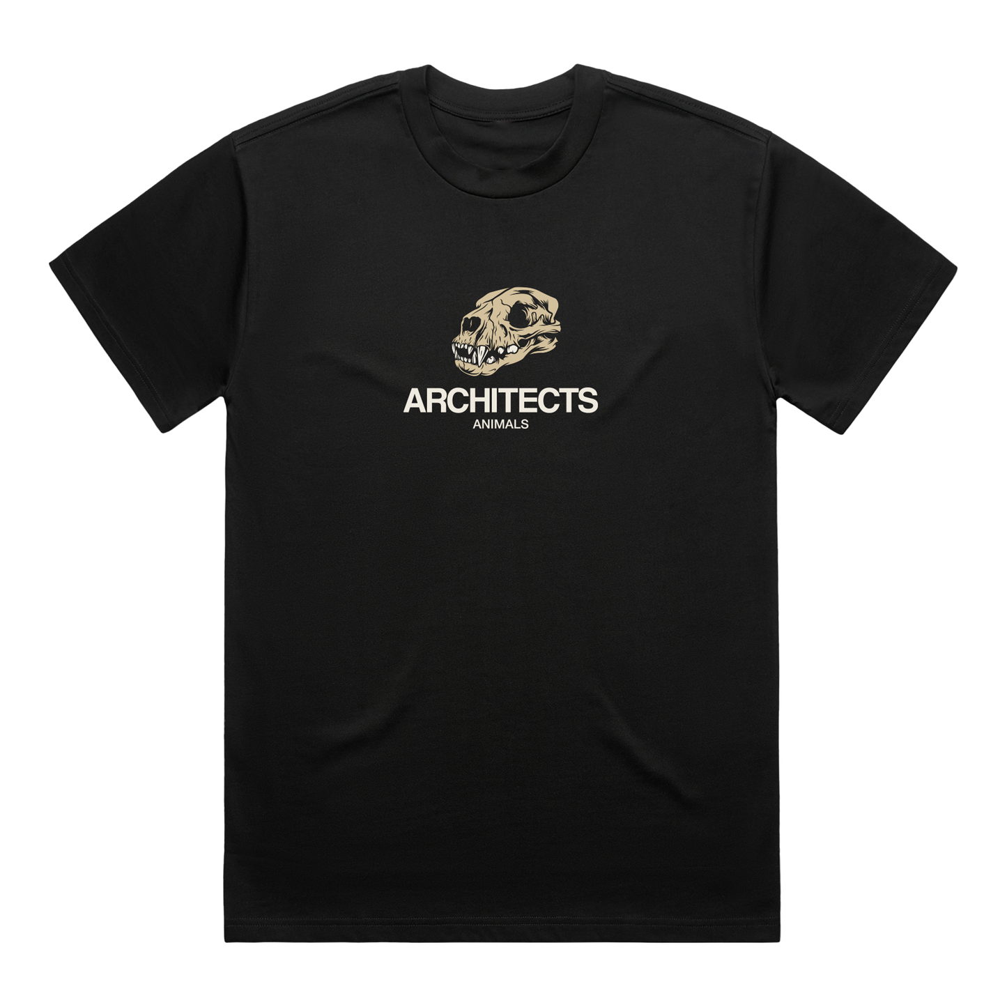 Black short-sleeve T-Shirt featuring a skull print and white Architects text across the chest