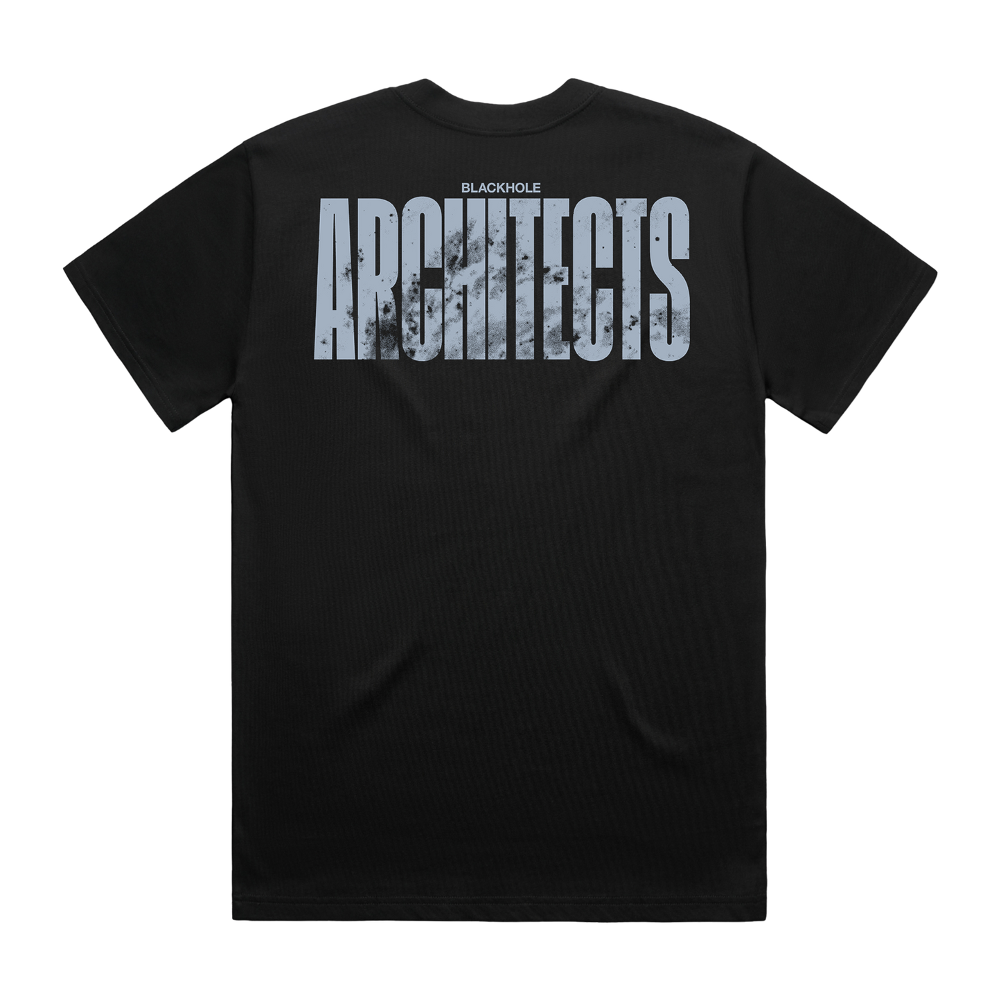 Black short-sleeve unisex regular fit T-shirt with Architects text print across the back