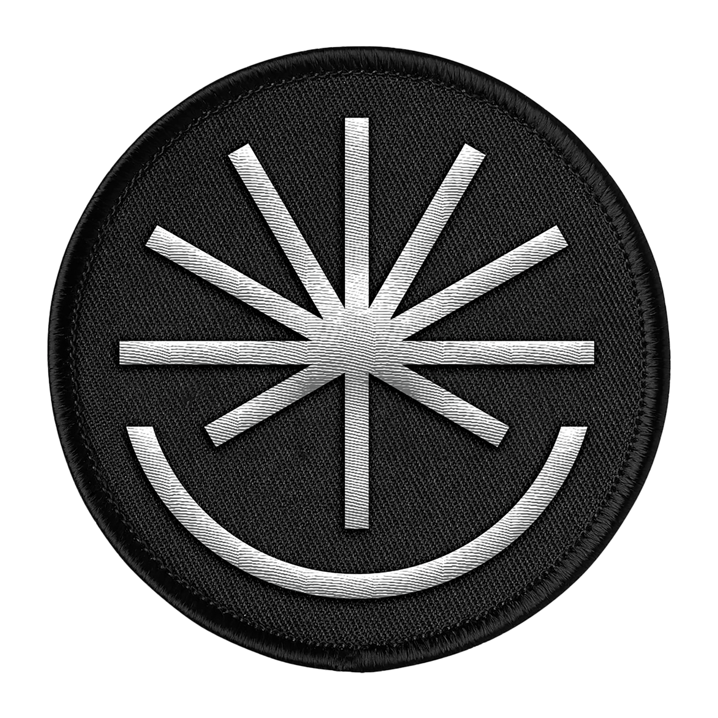Black patch with silver starburst design.