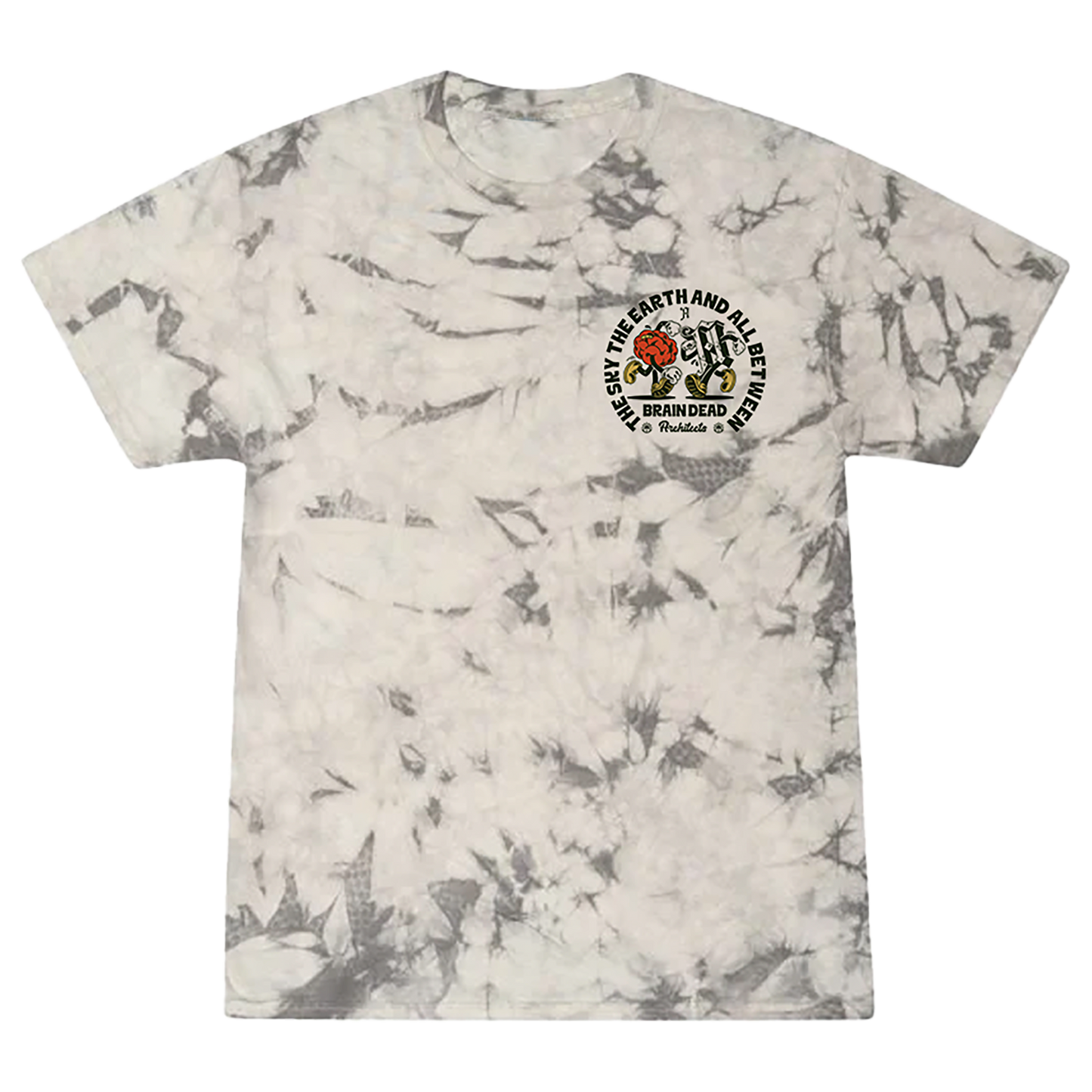 Short-sleeve White Tie-Dye T-Shirt with Braindead Print across the chest