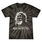 Short sleeve tie-dye t-shirt with a skull design and 'Architects' text across the front.