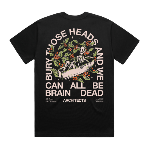 Black short-sleeve regular fit T-shirt with Architects Brain Dead print across the back