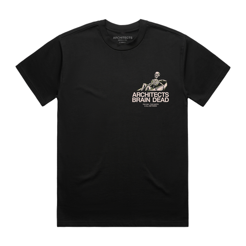 Black short-sleeve regular fit T-shirt with Architects Brain Dead print on the front right chest.