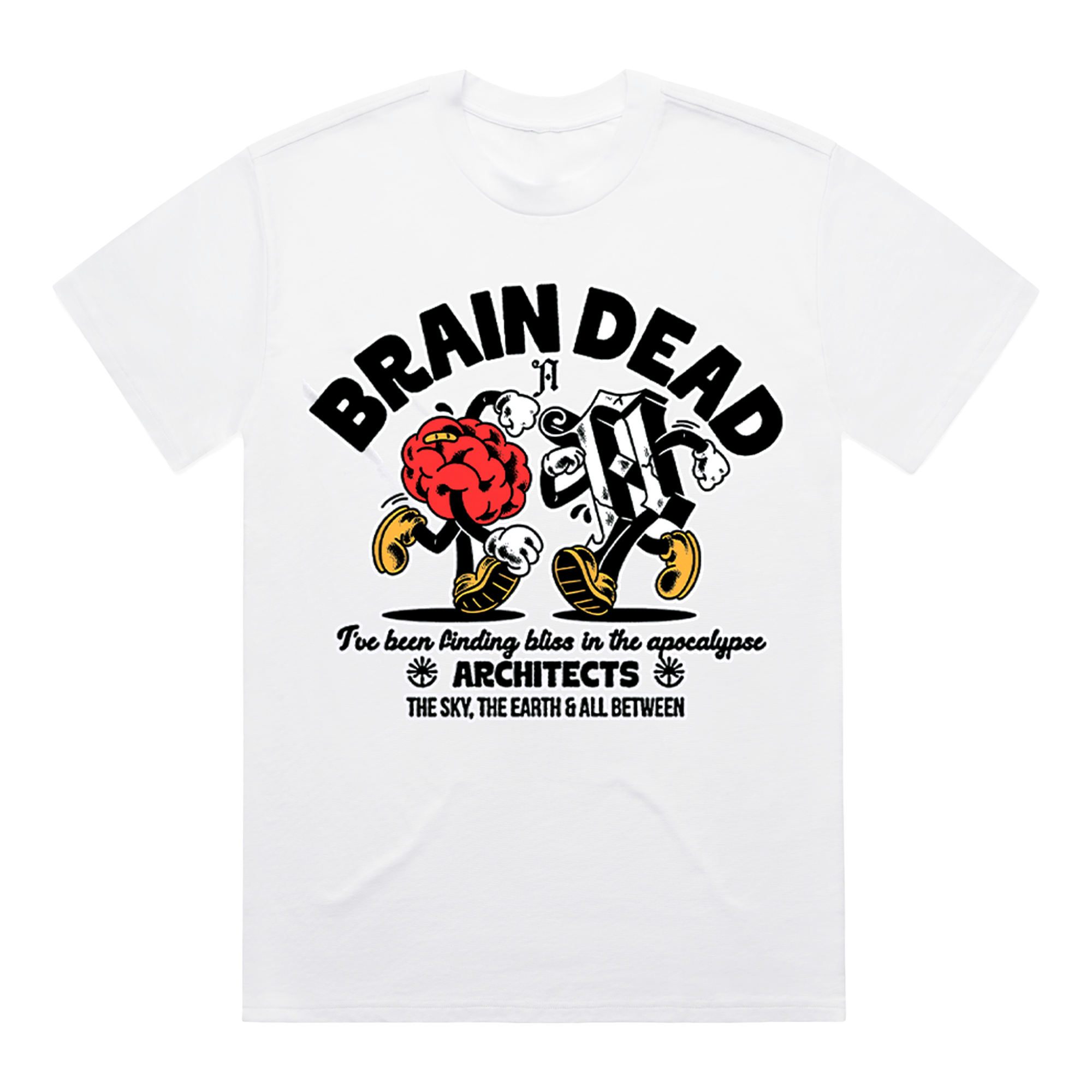White Architects t-shirt with graphic design and text.