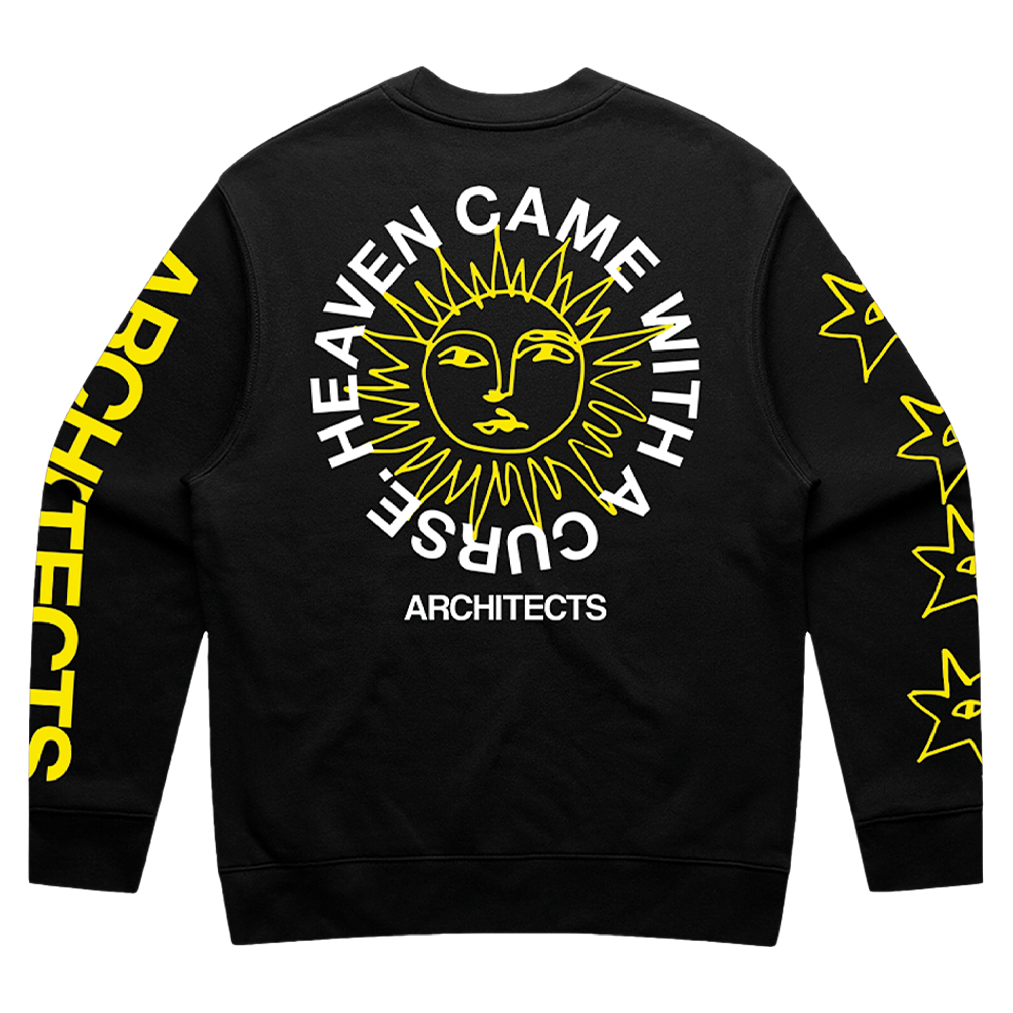 Black Architects sweatshirt with yellow and white graphics.