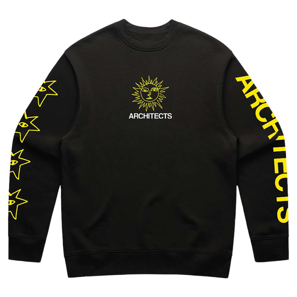 Black sweatshirt with yellow graphics and 'ARCHITECTS' branding.