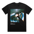 Black short-sleeve unisex regular fit T-shirt with Architects The Sky, The Earth & All Between album art print across the front.