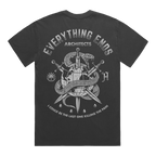 Vintage black short-sleeve T-shirt featuring “Everything Ends – Architects” text across the top, a white graphic of a globe pierced by swords and held by a snake in the center, with white text below reading “I could be the last one killing the pain.”