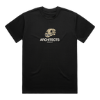Black short-sleeve T-Shirt featuring a skull print and white Architects text across the chest