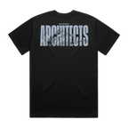 Black short-sleeve unisex regular fit T-shirt with Architects text print across the back