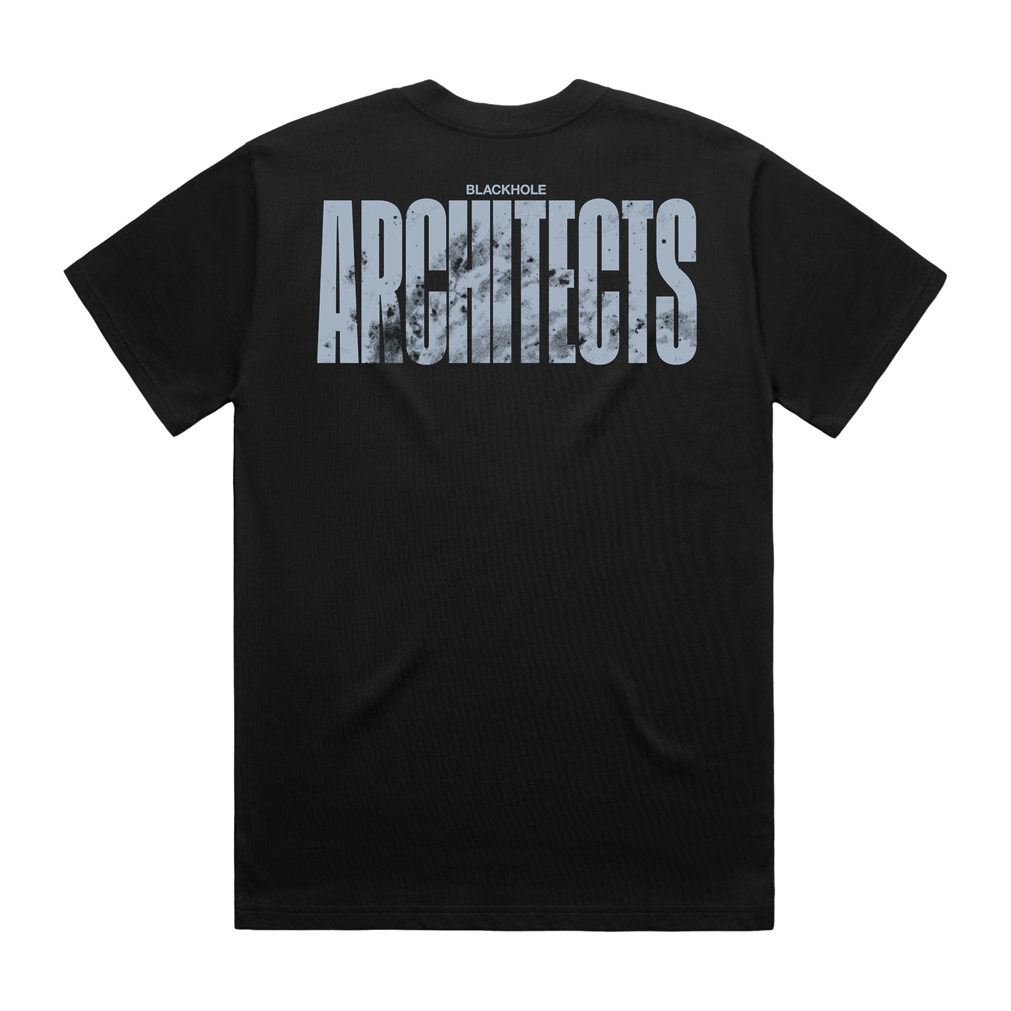 Black short-sleeve unisex regular fit T-shirt with Architects text print across the back