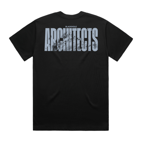 Black short-sleeve unisex regular fit T-shirt with Architects text print across the back