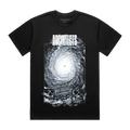 Black short-sleeve unisex regular fit T-shirt with Architects Blackhole print across the front