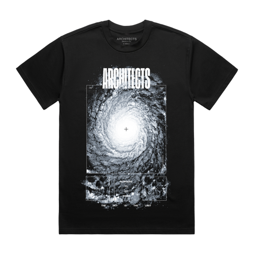 Black short-sleeve unisex regular fit T-shirt with Architects Blackhole print across the front