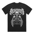 Black short-sleeve T-Shirt with white Architects text print, and a white reaper graphic print across the front.