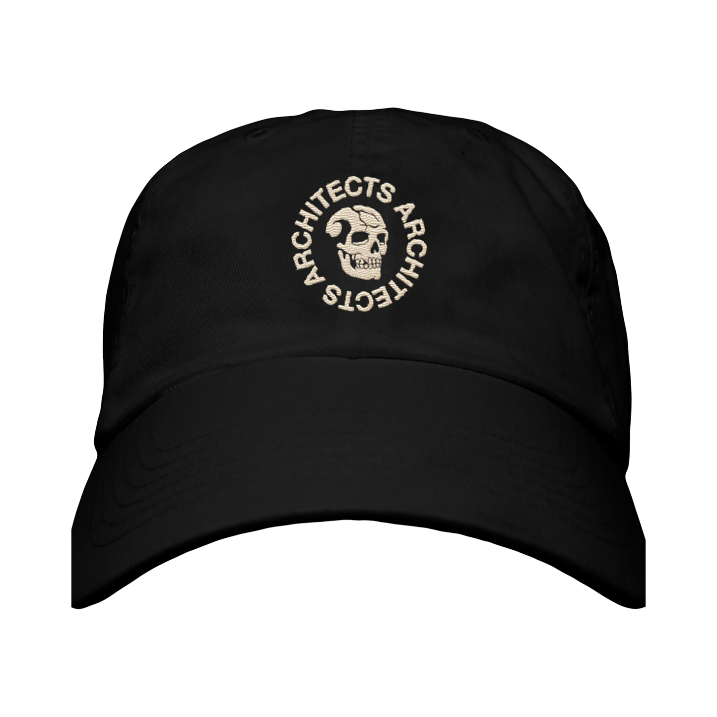 Black cap with 'Architects' skull embroidery across the front