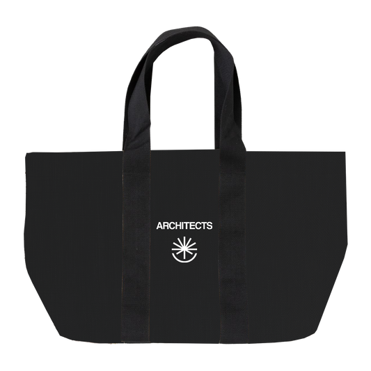 Black tote bag with 'ARCHITECTS' logo across the middle