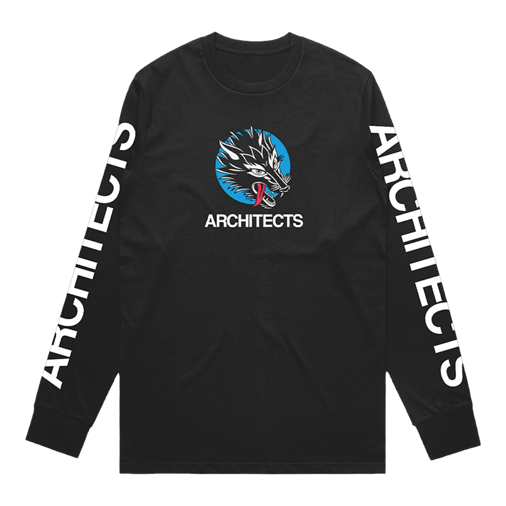 Black long-sleeve shirt with 'Architects' logo and text on sleeves.