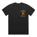 Black short-sleeve T-Shirt featuring a golden ‘A’ on the chest, surrounded by white text reading ‘For Those That Wish to Exist.