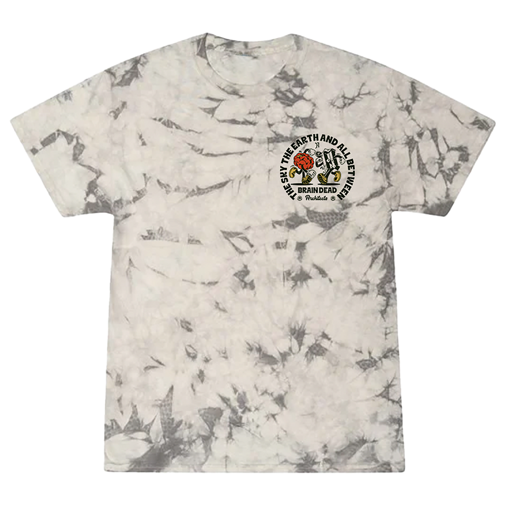 Short-sleeve White Tie-Dye T-Shirt with Braindead Print across the chest