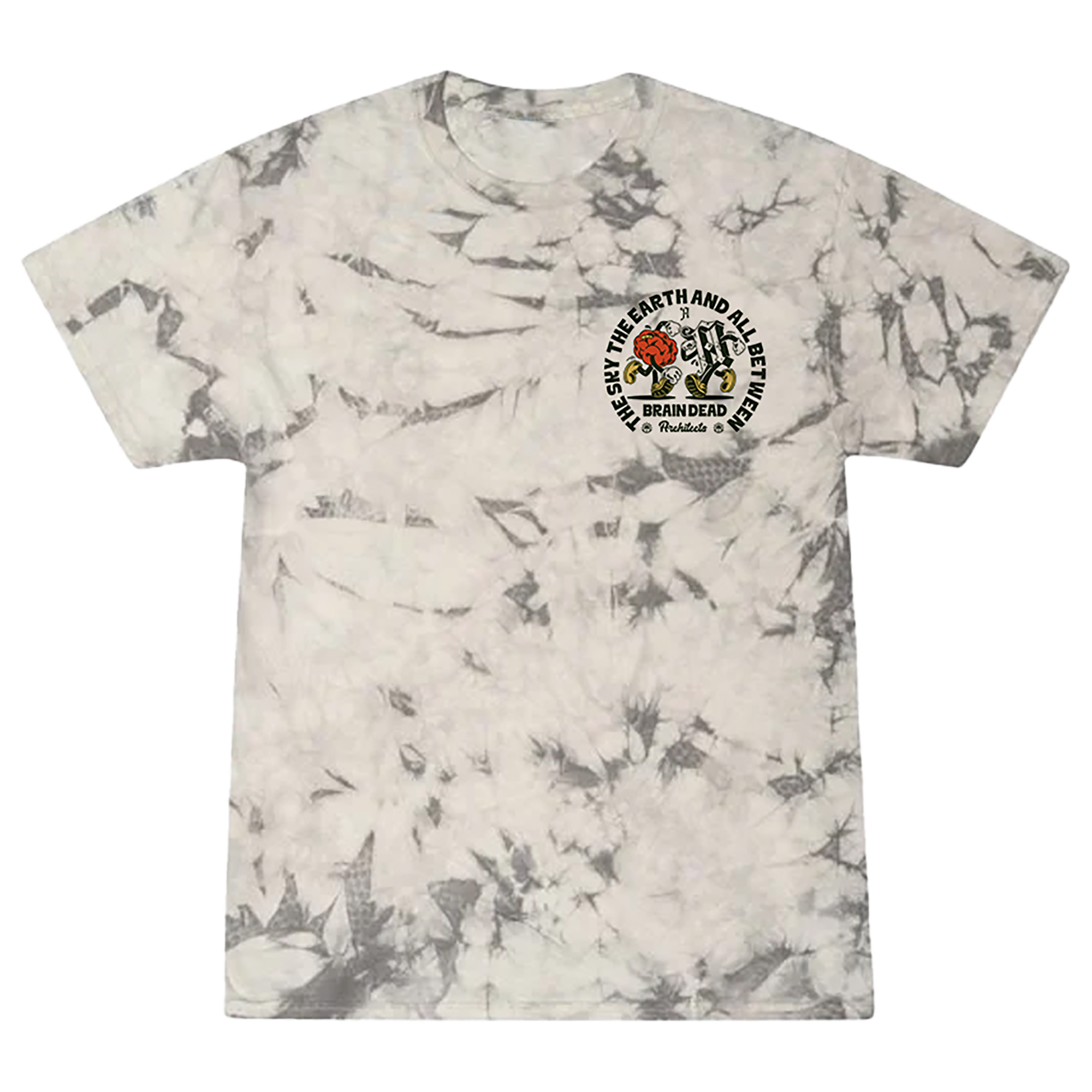 Short-sleeve White Tie-Dye T-Shirt with Braindead Print across the chest