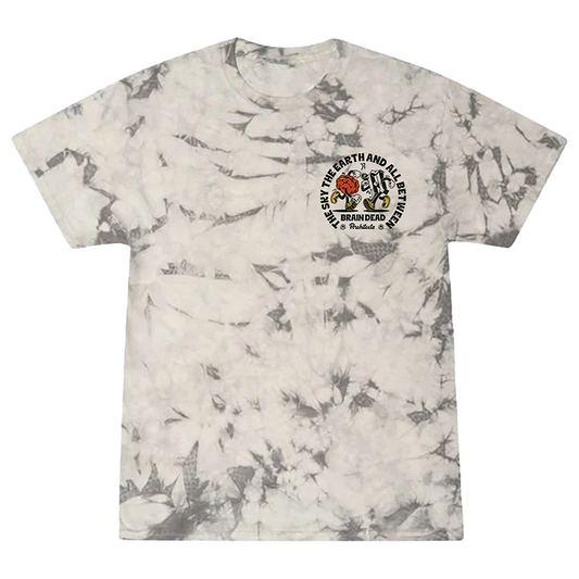 Short-sleeve White Tie-Dye T-Shirt with Braindead Print across the chest