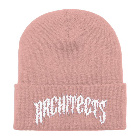 Pink beanie with 'ARCHITECTS' embroidery across the front.