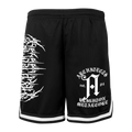 Black Metal Logo Mosh Shorts with white Architects print