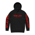 Black regular-fit hoodie with red Architects 'Whiplash' print across the front and 'One of Us' print across the sleeves. 