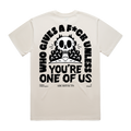 Ecru unisex short-sleeve T-Shirt featuring an Architects "Who Gives a Fuck" across the back.
