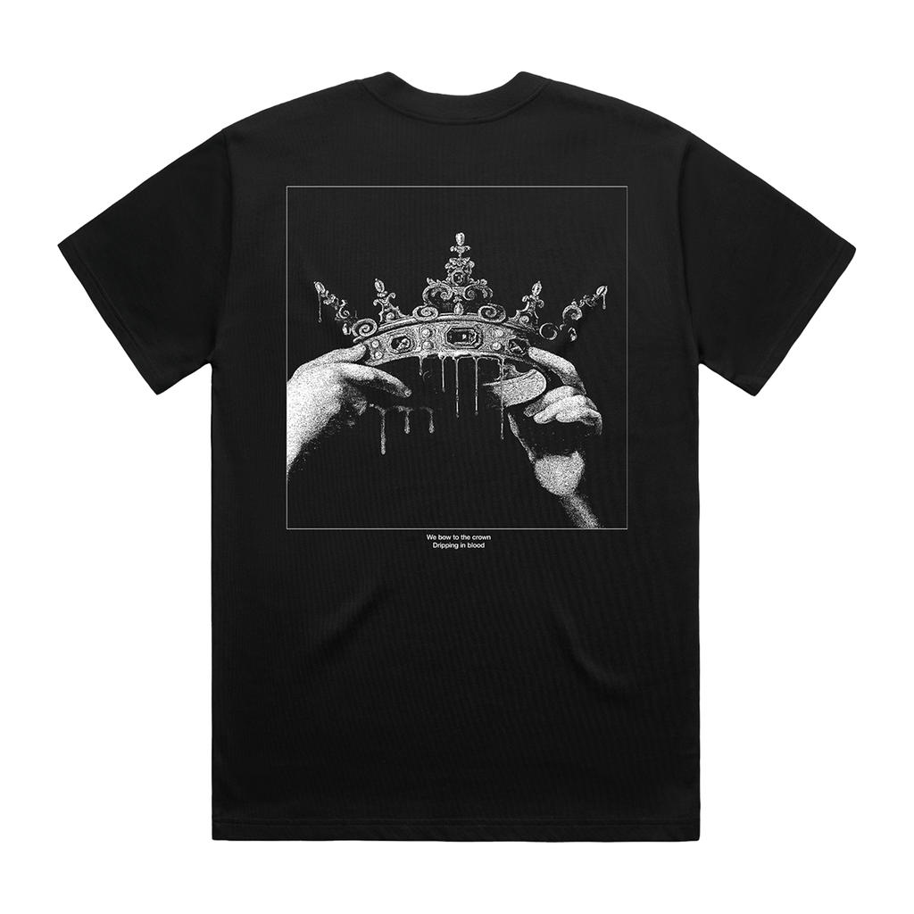 Black unisex short-sleeve T-Shirt with grey Architects crown print across the back