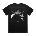 Black unisex short-sleeve T-Shirt with grey Architects crown print across the back