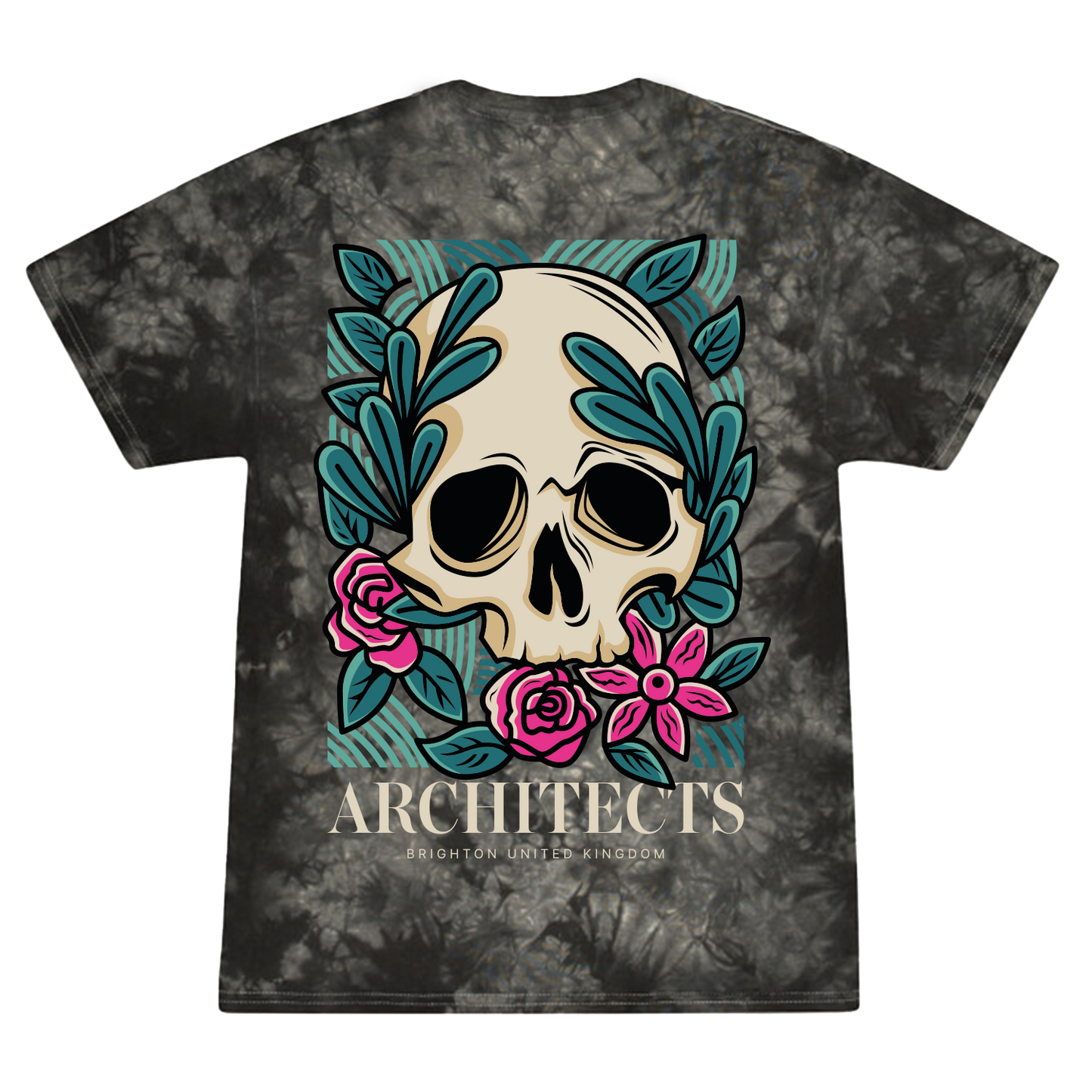 Architects Floral Skull Black Tye Dye T Shirt
