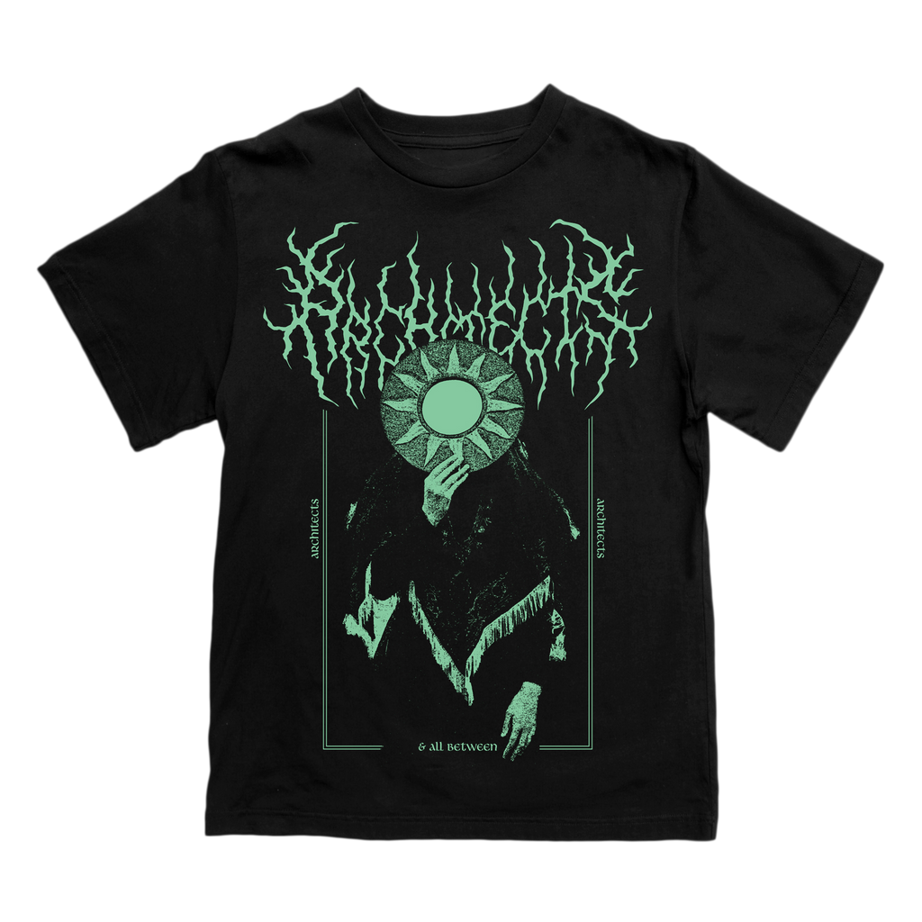 Black short-sleeve unisex regular fit T-shirt with Architects occult glow-in-the-dark print across the front.