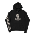 Black unisex drawstring hoodie with Architects Brain Dead print across the front, and Architects text print along the right sleeve.