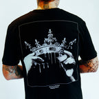 Black unisex short-sleeve T-Shirt with grey Architects crown print across the back