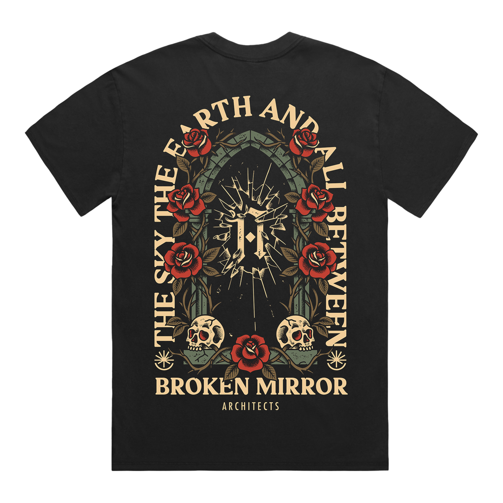 Black short-sleeve T-Shirt with Archtiects broken mirror design