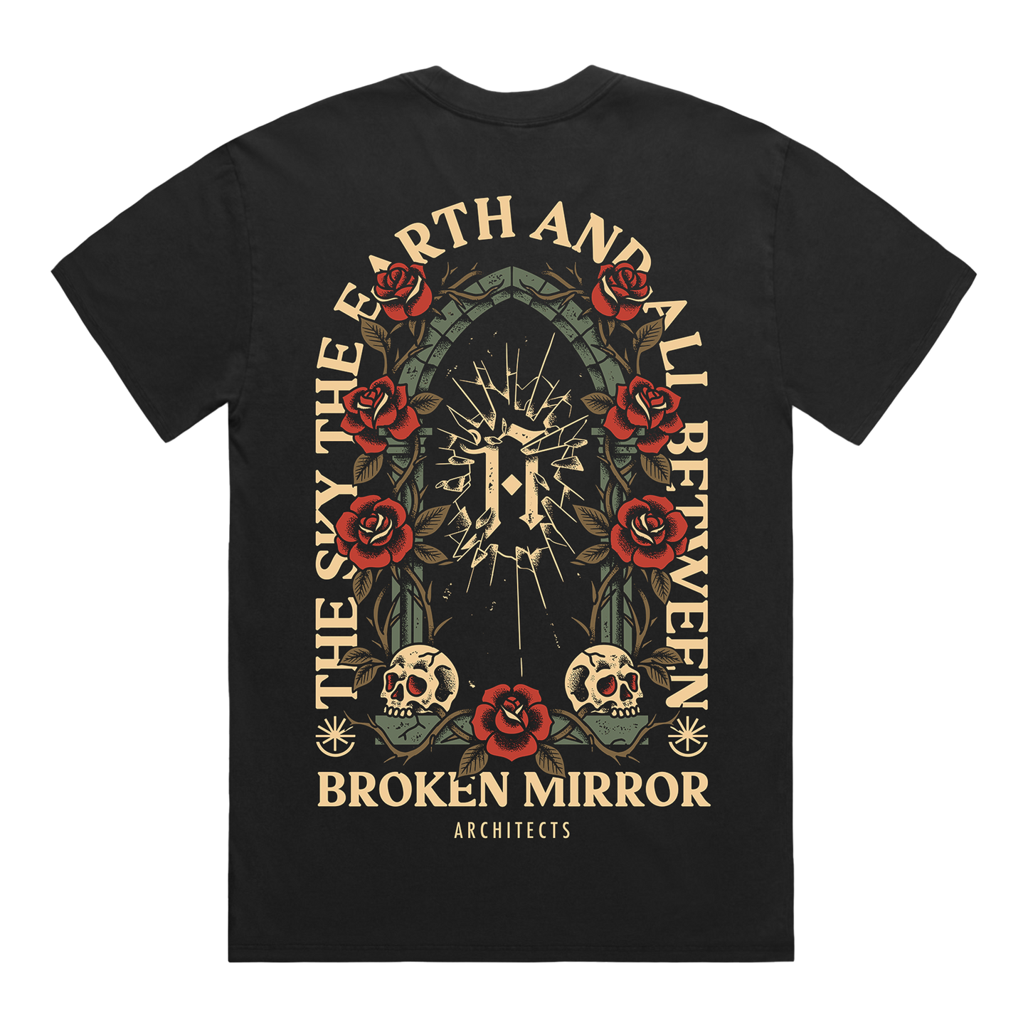 Black short-sleeve T-Shirt with Archtiects broken mirror design