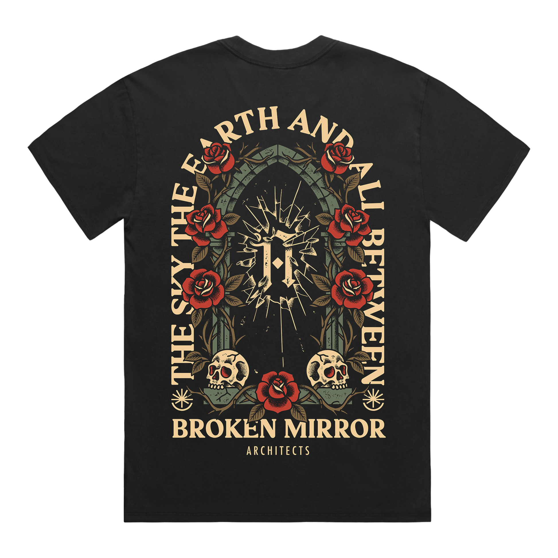 Black short-sleeve T-Shirt with Archtiects broken mirror design