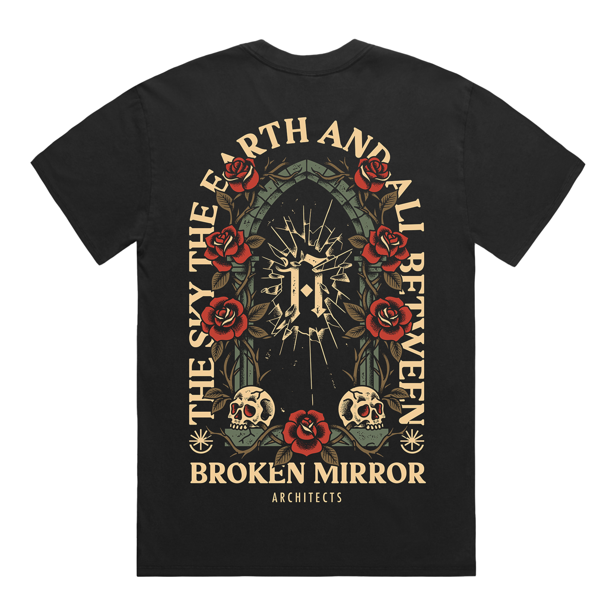 Black short-sleeve T-Shirt with Archtiects broken mirror design