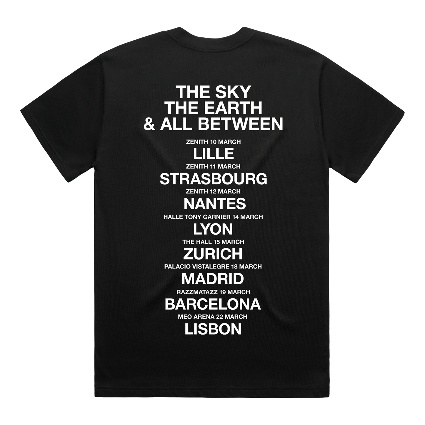 The Sky, The Earth and All Between 2025 EU Tour Black T-Shirt