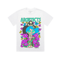 Kids white short-sleeve T-shirt with colourful Architects Butterfly Reaper print across the front
